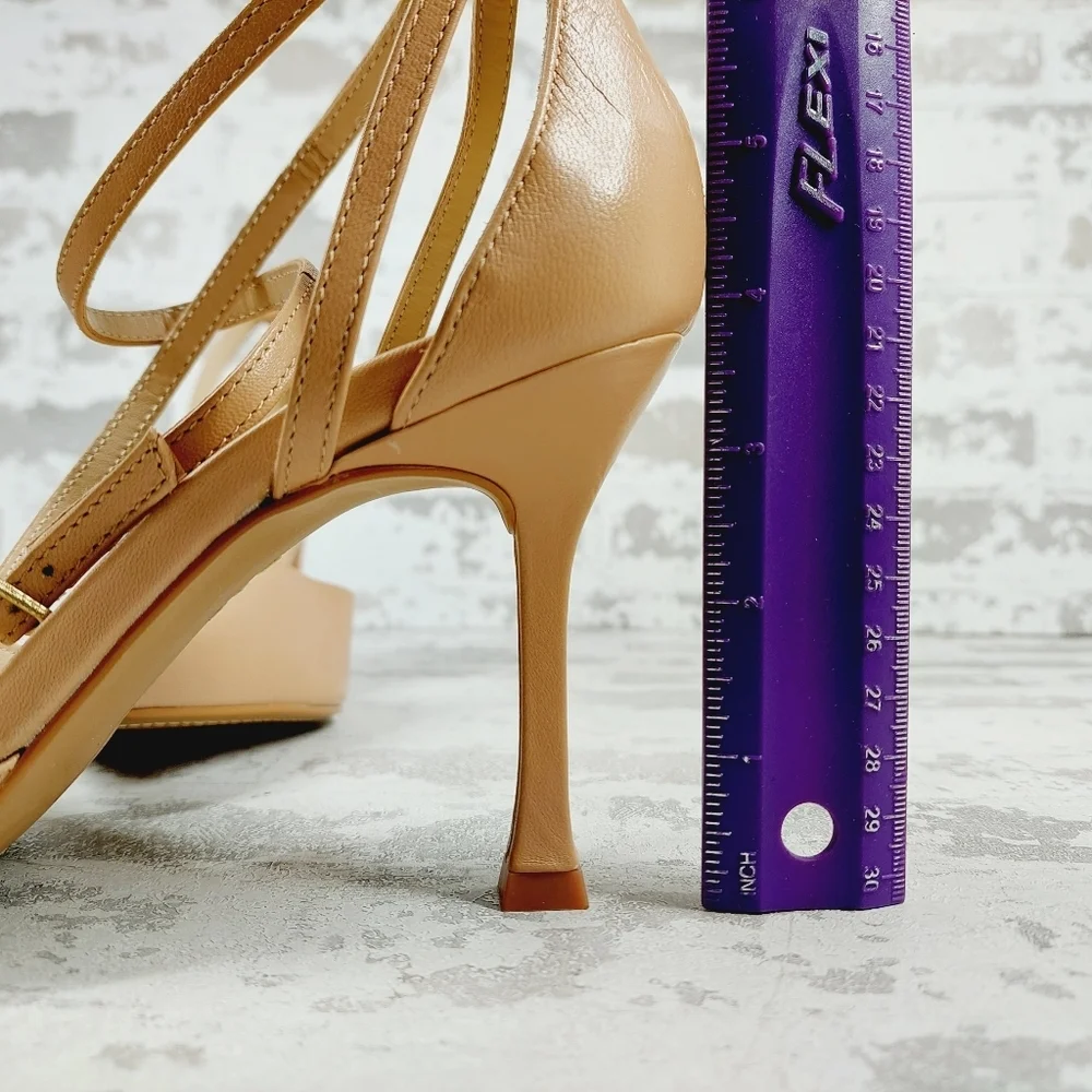 Vince Camuto Women's Tan Pointed-Toe Ankle Strap Heels